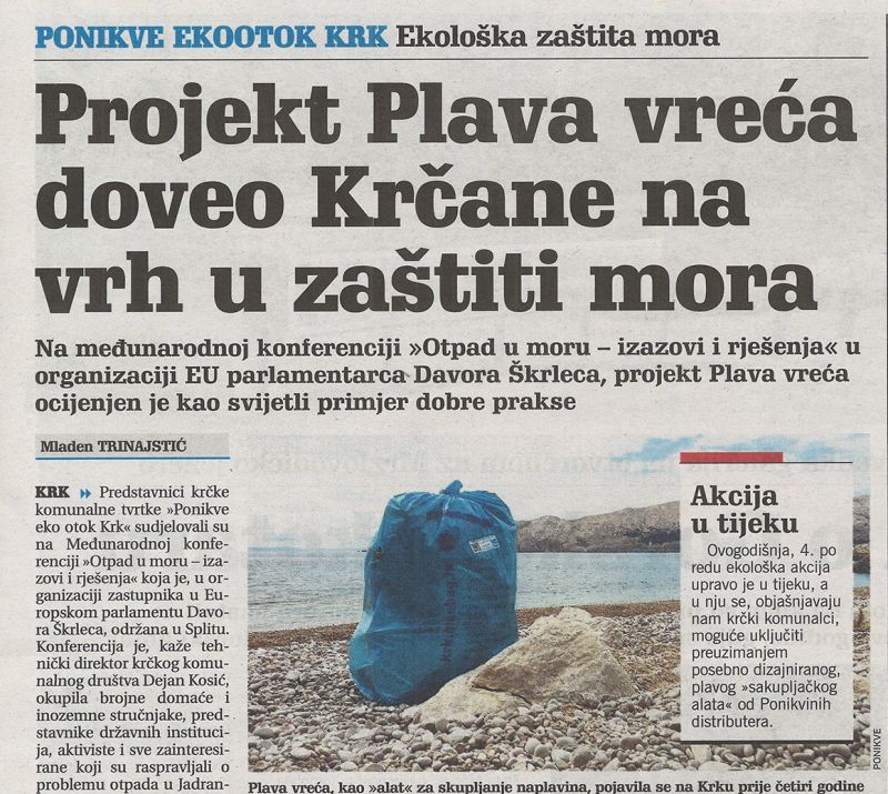 Projekt Plava vreća doveo Krčane na vrh u zaštiti mora 